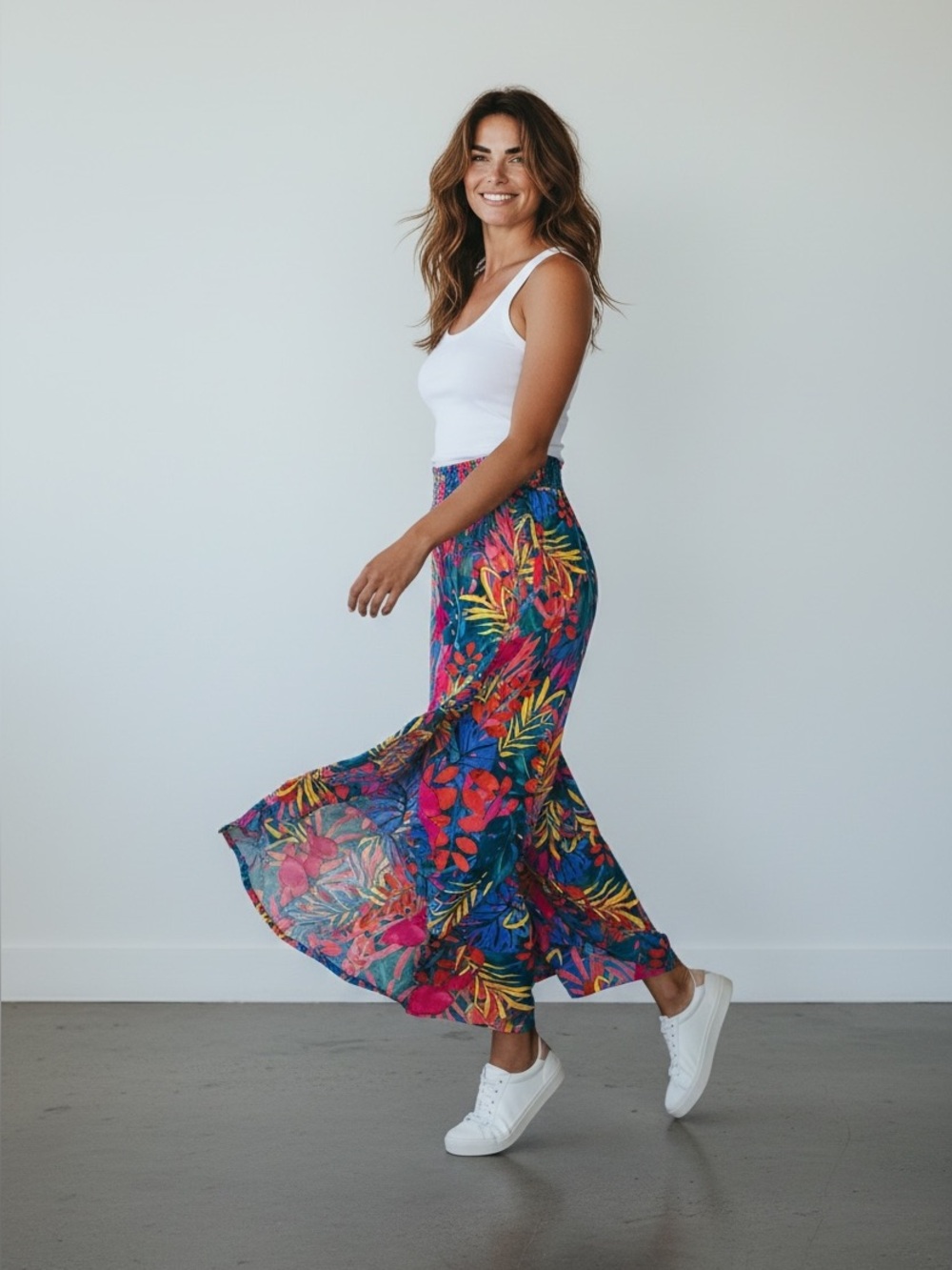 NWT-Kona Sol Women’s Tropical Wide-Leg Split Pants Boho Travel Beach Size Small - Picture 3 of 12